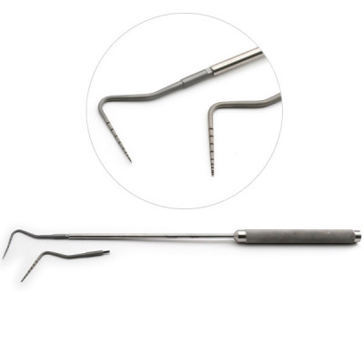 Whittle Equine Periodontal Probe - Modified Williams Markings with 2 Attachments 45° Angle and 90° Angle, Length 16``