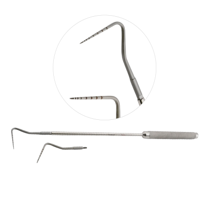 Whittle Equine Periodontal Probe - Modified Williams Markings with 2 Attachments 45° Angle and 90° Angle, Length 16 inch