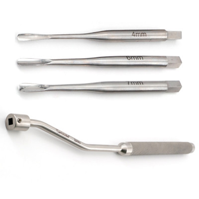 Equine Offset Wolf Tooth Luxating Elevator Glux Set With Interchangeable Tips, 4mm, 6mm, 7mm