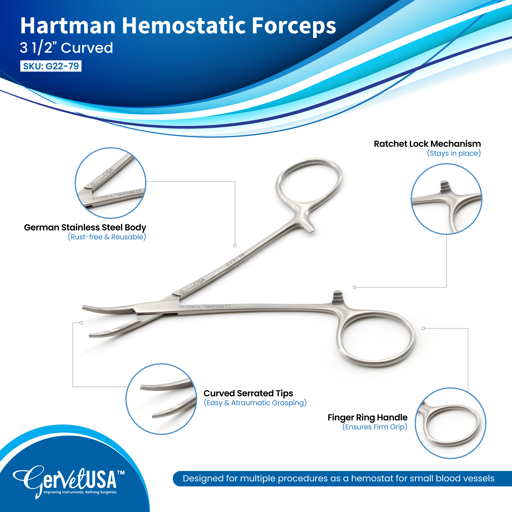 Mosquito Forceps Curved Gervetusa Inc