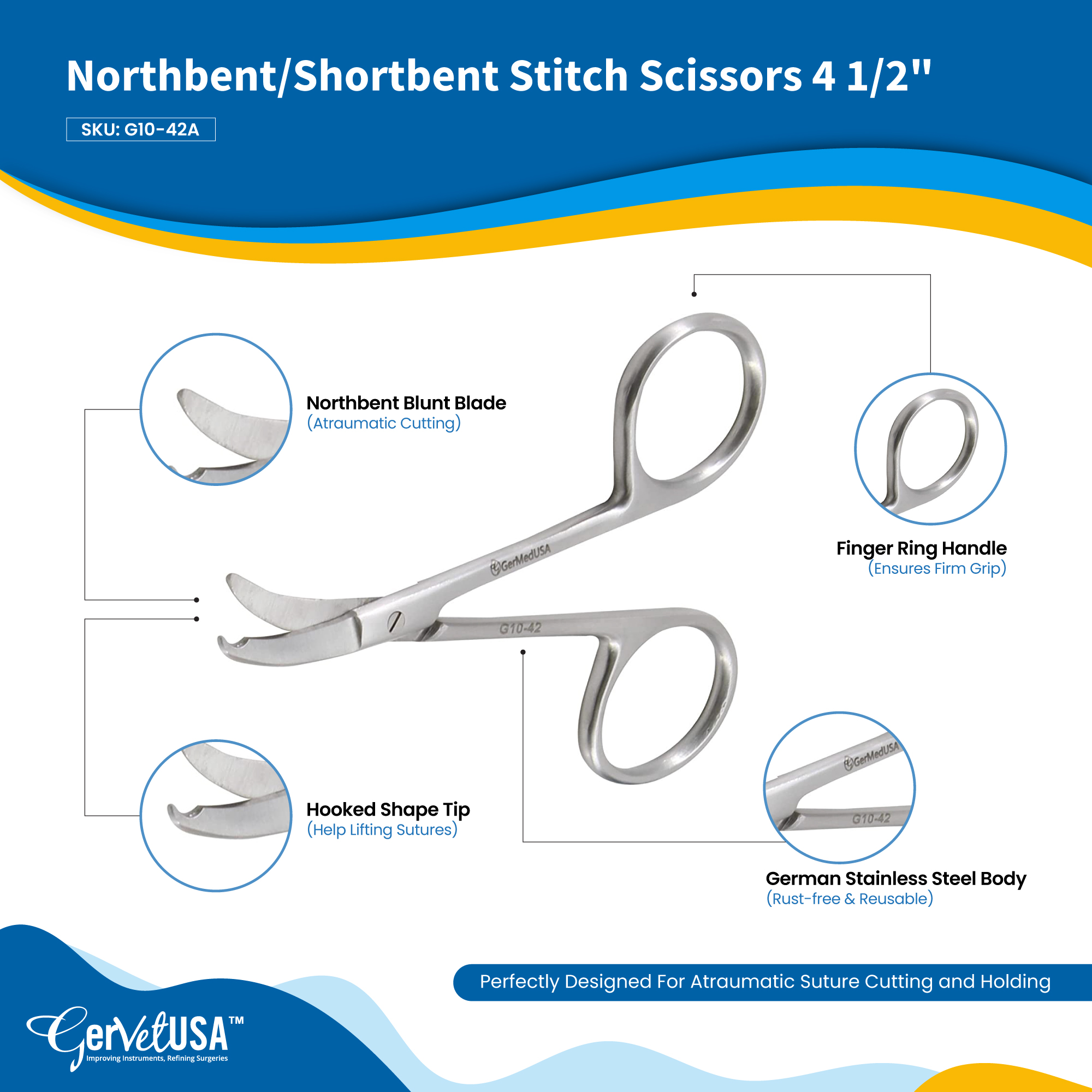 Northbent/Shortbent Stitch Scissors 4 1/2"