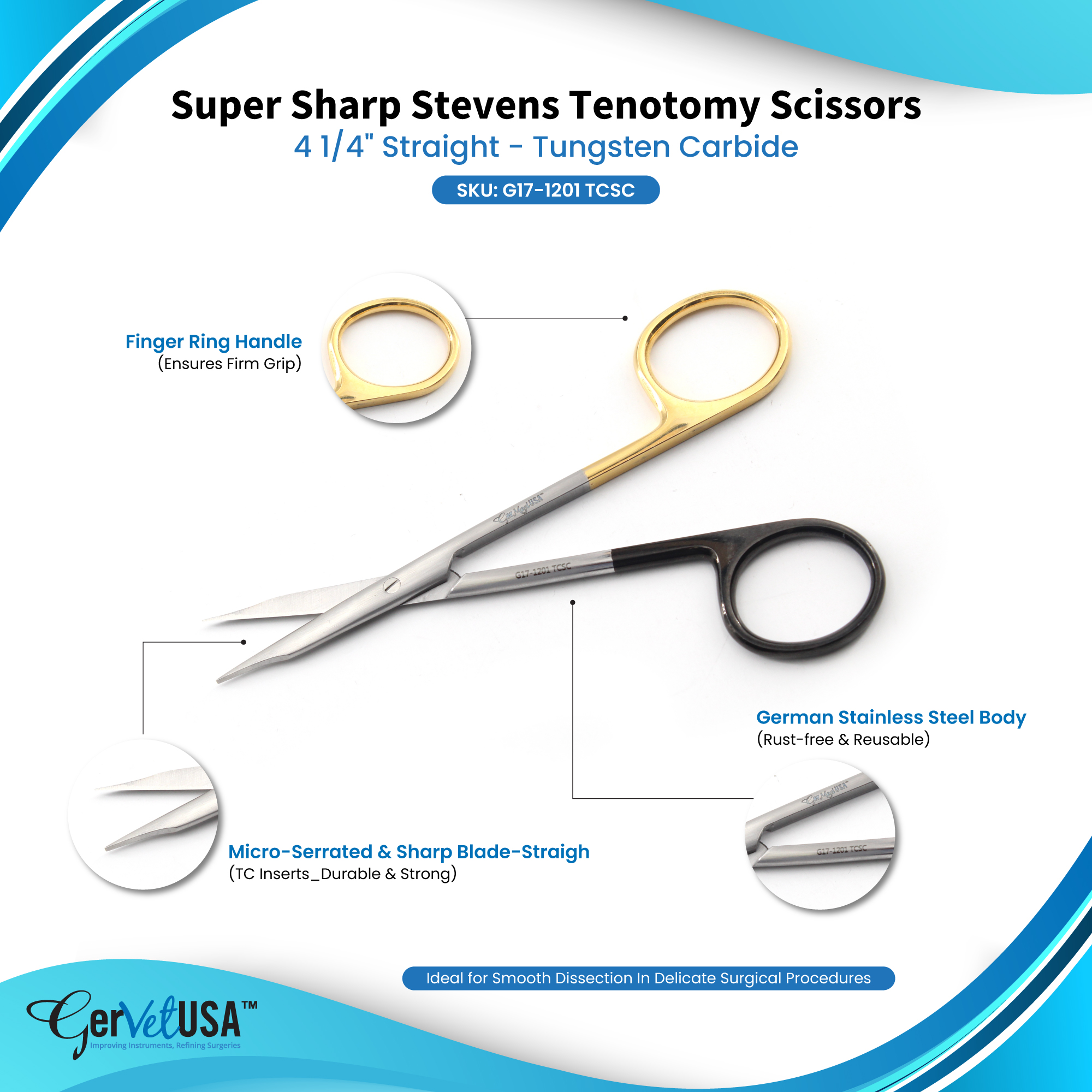 Stevens Tenotomy Scissors, 4 1/8 in, Curved short Sharp/Sharp Tips