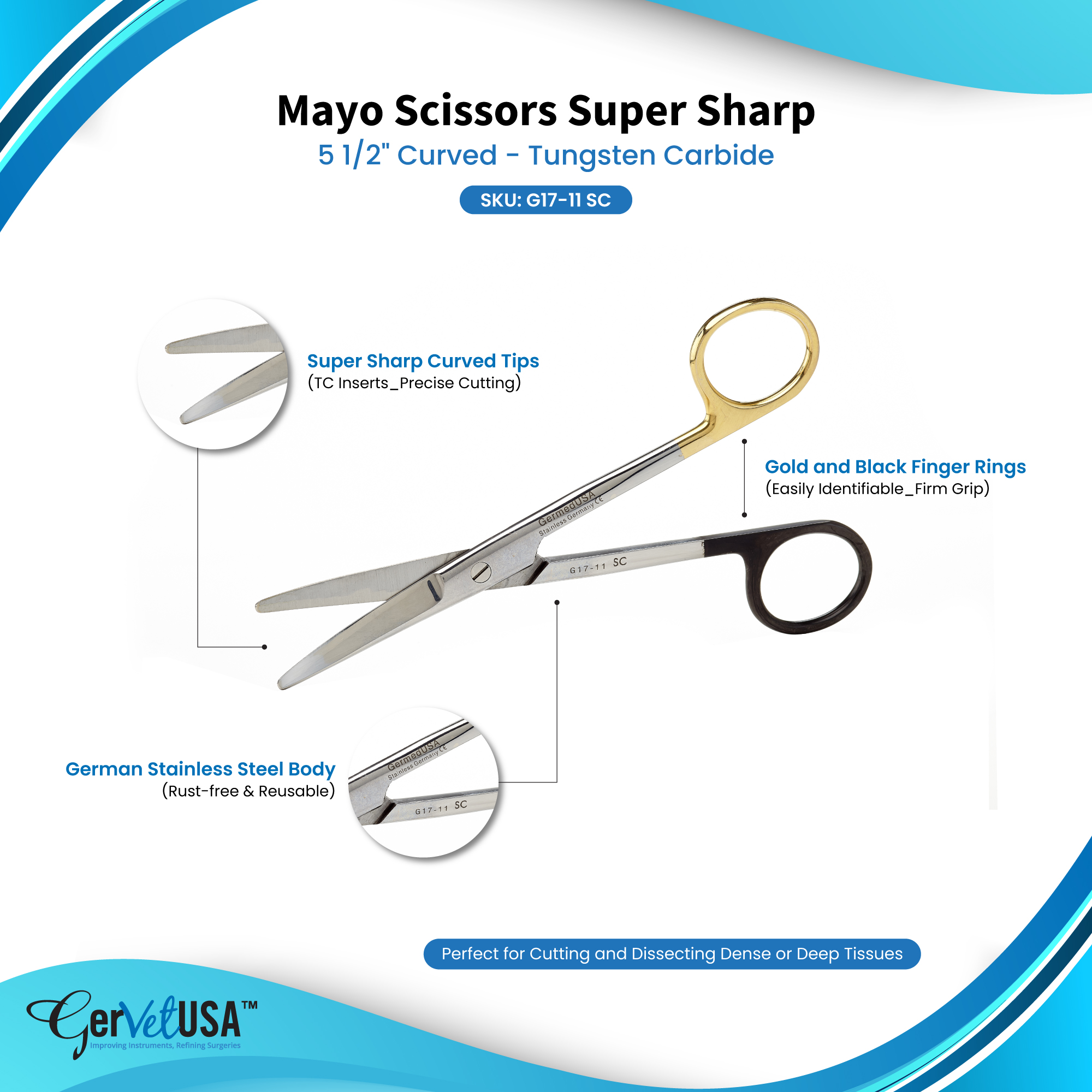 Super Sharp Mayo Dissecting Scissors Curved - TC
