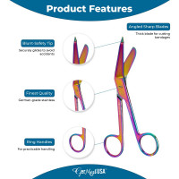 Lister Bandage Scissors 3 1/2" Rainbow Color Coated