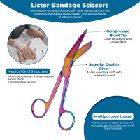 Lister Bandage Scissors 7 1/4" Rainbow Color Coated