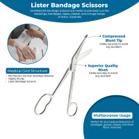 Lister Bandage Scissors 8" with One Large Ring