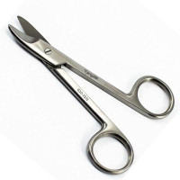 Crown and Collar Scissors 4 3/4 inch Curved - One Serrated Blade
