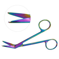 Stitch Scissors Stainless Steel 4 1/2" 45 Degree Rainbow Coated