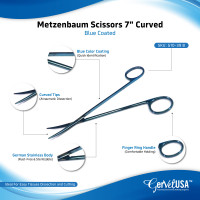 Metzenbaum Scissors 7" Curved, Blue Coated