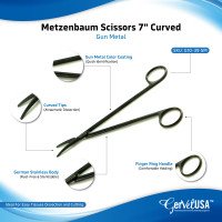 Metzenbaum Scissors 7" Curved, Gun Metal