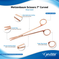 Metzenbaum Scissors 7" Curved, Rose Gold