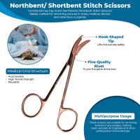 Northbent/Shortbent Stitch Suture Removal Scissors Curved 4 1/2" Rose Gold