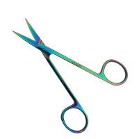 Iris Scissors 4 1/2" Curved - Rainbow Color Coated