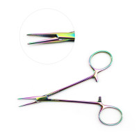 Halsted Mosquito Forceps 4 3/4" Straight, Rainbow Coated