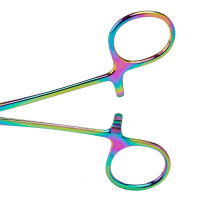 Halsted Mosquito Forceps 4 3/4", Curved, Rainbow Coated