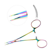 Halsted Mosquito Forceps 4 3/4", Curved, Rainbow Coated