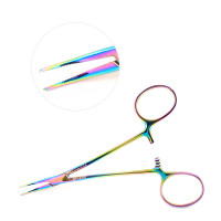 Halsted Mosquito Forceps 4 3/4", Curved, Rainbow Coated