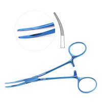 Kelly Hemostatic Forceps 5 1/2" Curved, Blue Coated
