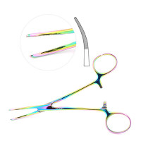 Kelly Hemostatic Forceps 5 1/2" Curved, Rainbow Coated