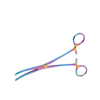 Rochester Carmalt Forceps Curved 8" Rainbow Coated