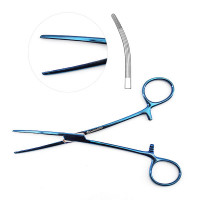 Rochester Carmalt Forceps 5 1/2" Curved Blue Coated