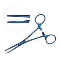 Rochester Carmalt Forceps 5 1/2" Curved Blue Coated