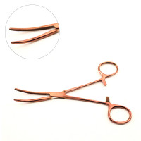 Rochester Carmalt Forceps 5 1/2" Curved Rose Gold Coated