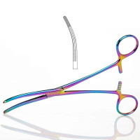 Rochester Carmalt Forceps 5 1/2" Curved Rainbow Coated
