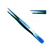 Thumb Forceps 5 1/2" Serrated, Blue Coating