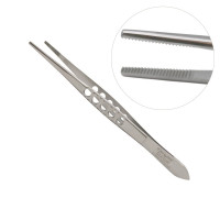Thumb Tissue Forceps Serrated, 5 1/2" Fenestrated Handle