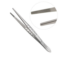 Thumb Tissue Forceps Serrated, 6" Fenestrated Handle