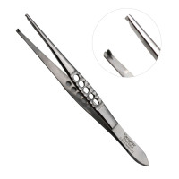 Thumb Tissue Forceps 1x2 Teeth, 5" Fenestrated Handle