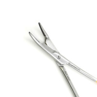 Gillies Needle Holder 4 3/4" One Large Offset Ring Tungsten Carbide, Curved Tip