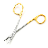 Gillies Needle Holder 4 3/4" One Large Offset Ring Tungsten Carbide, Curved Tip