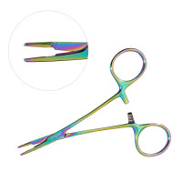Olsen Hegar Needle Holder Scissors Combination 4 3/4" Serrated - Tungsten Carbide, Rainbow Coated