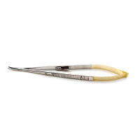 Castroviejo Needle Holder  Curved  Serrated with Lock  Tungsten Carbide  5 1/2"