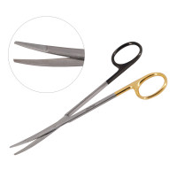 Super Sharp Kilner Ragnell Dissecting Scissors Curved 5 1/2" - Tungsten Carbide, Gold Rings