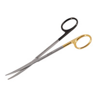 Super Sharp Kilner Ragnell Dissecting Scissors Curved 5 1/2" - Tungsten Carbide, Gold Rings