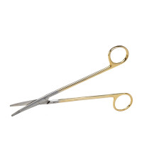 Super Sharp Kilner Ragnell Dissecting Scissors Curved 7" - Tungsten Carbide, Gold Rings