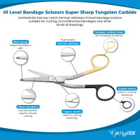 High Level Bandage Scissors 5 1/2" (Knowles) Super Sharp Tungsten Carbide