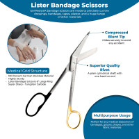 Lister Bandage Scissors 8" Large Ring Super Sharp - Tungsten Carbide