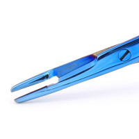 Olsen Hegar Needle Holder Scissors Combination 5 1/2" Serrated - Tungsten Carbide, Blue Coated