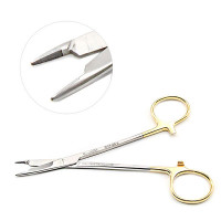 European Style Olsen Hegar Needle Holder Scissors Combination 7 1/2" Serrated - Tungsten Carbide, Small Tips