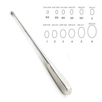 Brun Curette Hollow Handle Straight Shaft Oval Cup 8" #4/0 (2.5mm)
