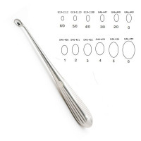 Brun Curette 8" Hollow Handle Angled Oval #4/0 (2.5mm)