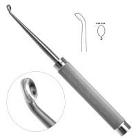 Cobb Curette Stainless Handle 11” Knurled Handle Oval Cup Angled #2 (4.7mm)