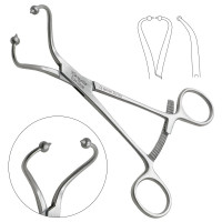 Bone Fragment Clamp 6 1/2" Curved 3.0mm Ball Tips with Long Ratchet