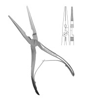 Universal Needle Nose Pliers 8" Serrated with Spring 1.1mm Max Cut