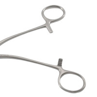 Lovelace Lung Grasping Forceps Angled Shanks Serrated Jaws 1" Wide 7 1/4"