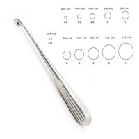 Brun Curette Hollow Handle Angled Shaft Oval Cup 7” #4/0 (2.5mm)